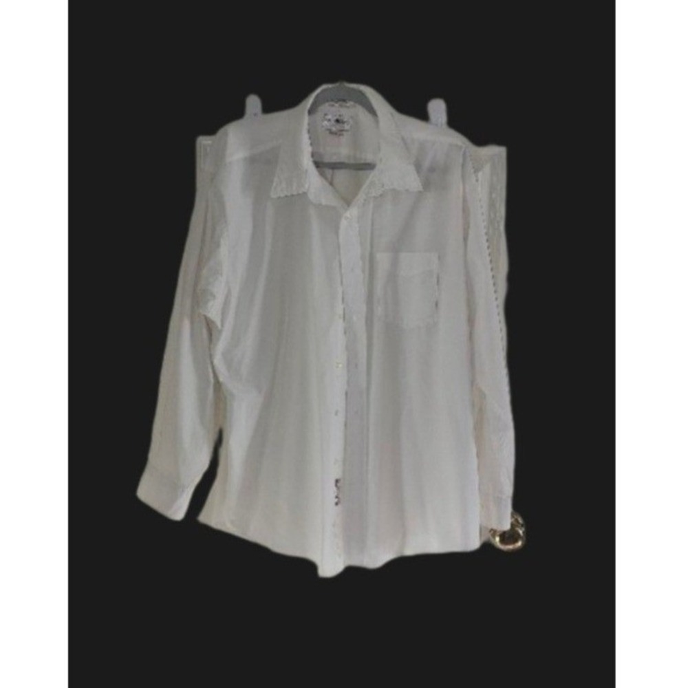 Men's Windridge White Long Sleeve Dress Shirt Neck 18.5